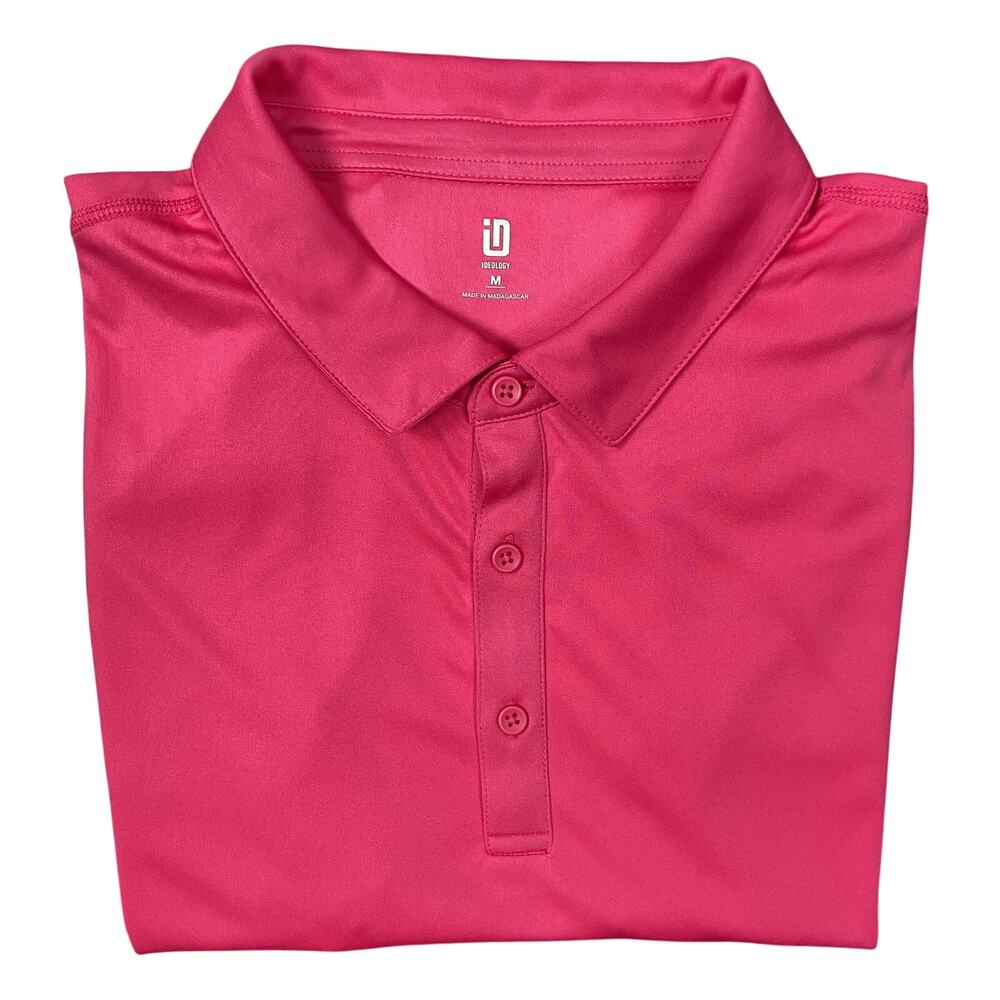 ID Ideology Polo Shirt Men's Medium Short Sleeve Polo Shirt Fiery Pink NWT